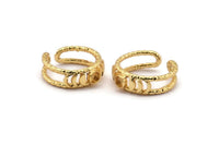 Gold Ring Settings, Gold Plated Brass Moon Phases Ring With 1 Stone Setting - Pad Size 4mm V134