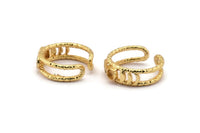 Gold Ring Settings, Gold Plated Brass Moon Phases Ring With 1 Stone Setting - Pad Size 4mm V134