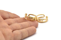 Gold Ring Settings, Gold Plated Brass Moon Phases Ring With 1 Stone Setting - Pad Size 4mm V134