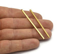 Tiny Necklace Bar, 12 Raw Brass Bar Connectors, Necklace, Earring, Bracelet Findings With 1 Hole (2x60mm) BS 1783