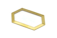 Large Hexagon Blank, 6 Raw Brass Hexagon Charms, Pendants With 2 Holes (54x32x0.80mm) D0423