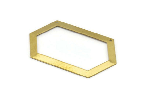 Large Hexagon Blank, 6 Raw Brass Hexagon Charms, Pendants With 2 Holes (54x32x0.80mm) D0423