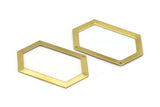 Large Hexagon Blank, 6 Raw Brass Hexagon Charms, Pendants With 2 Holes (54x32x0.80mm) D0423