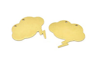 Speech Bubble Blank, 5 Raw Brass Speech Bubble Blanks Cloud Pendant (38x34.5x0.80mm) D0308--c094