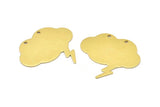 Speech Bubble Blank, 5 Raw Brass Speech Bubble Blanks Cloud Pendant (38x34.5x0.80mm) D0308--c094