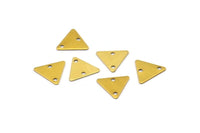 Tiny Triangle Charm, 50 Raw Brass Triangle Charms 2 Holes (9x10mm) A0050