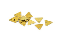 Tiny Triangle Charm, 50 Raw Brass Triangle Charms 2 Holes (9x10mm) A0050