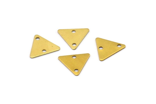 Small Triangle Charm, 500 Raw Brass Triangle Charms With 2 Holes (9x10mm) A0050