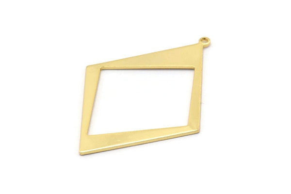 Gold Diamond Charm, 2 Gold Plated Brass Rhombus Charms With 1 Loop, Pendants, Earrings, Findings (42x30x0.80mm) D1050 Q0902
