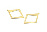 Gold Diamond Charm, 2 Gold Plated Brass Rhombus Charms With 1 Loop, Pendants, Earrings, Findings (42x30x0.80mm) D1050 Q0902