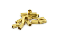 Geometric Tube Beads, 50 Raw Brass Square Tubes (4x10mm) Bs 1586