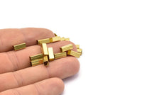 Geometric Tube Beads, 50 Raw Brass Square Tubes (4x10mm) Bs 1586