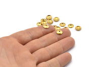 Raw Brass Bead Caps, 100 Raw Brass Round Middle Hole Bead Caps, Connectors, Findings, Charms (8mm) Brs 101 A0228