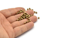 Raw Brass Spacer Ball Bead , Findings (4mm Hole Size 1.5mm) Bs-1092--N0566