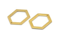 Hexagon Choker Charm, 6 Raw Brass Hexagon Charms With 1 Hole, Pendants, Findings (26.5x19x1mm) E018