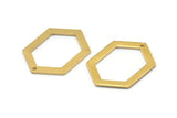 Hexagon Choker Charm, 6 Raw Brass Hexagon Charms With 1 Hole, Pendants, Findings (26.5x19x1mm) E018
