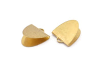 Brass Ribbon Crimp, 12 Raw Brass Ribbon Crimp Ends With 1 Loop, Findings (18x15.5mm) E021