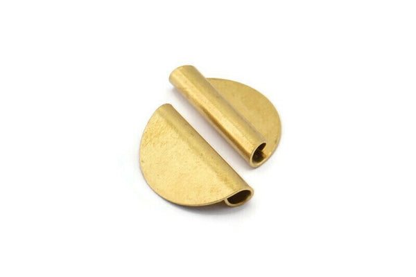 Brass Roll Blank, 24 Raw Brass Roll Findings With 1 Hole, Charms, Pendants (20x10x4mm) E037