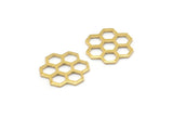 Brass Honeycomb Charm, 12 Raw Brass Honeycomb Hexagon Charms (14x0.8mm) E080