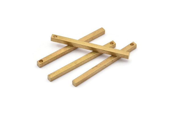 Tiny Necklace Bar, 24 Raw Brass Bar Connectors, Necklace, Earring, Bracelet Findings With 1 Hole (2x30mm) BS 1751