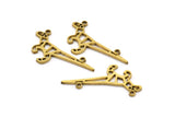 Brass Dinosaur Charm, 5 Raw Brass Dinosaur Charms With 2 Loops (17x29x0.8mm) E112