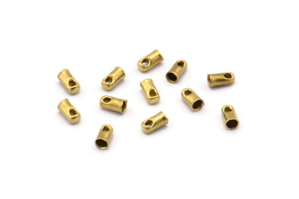 Brass Tassel End Caps, 250 Raw Brass End Cap With 1 Hole, Cord Tips, Cord Ends (4.3x2.3mm) E111