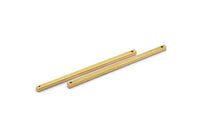 Tiny Necklace Bar, 24 Raw Brass Bar Connectors, Necklace, Earring, Bracelet Findings With 2 Holes (2x50mm) BS 1752