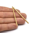 Tiny Necklace Bar, 12 Raw Brass Bar Connectors, Necklace, Earring, Bracelet Findings With 2 Holes (2x60mm) BS 1750