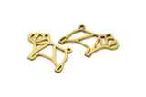 Brass Dog Charm, 5 Raw Brass Dog Charms With 1 Loop (16.5x22x0.9mm) E113