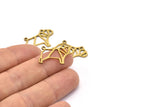 Brass Dog Charm, 5 Raw Brass Dog Charms With 1 Loop (16.5x22x0.9mm) E113
