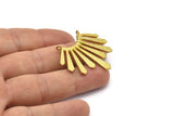 Brass Sun Pendant, 2 Raw Brass Textured Sunny Pendants With 2 Loops (37x33.5x2mm) BS 1991