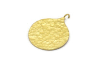Brass Circle Pendant, 2 Raw Brass Hammered Circle Pendant With 1 Loop, Findings (38.5x30x1mm) BS 1963