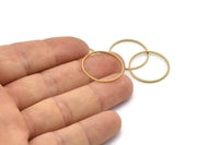 Brass Circle Connectors, 24 Raw Brass Textured Circle Connectors (22x0.8x1mm) BS 2072