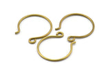 Brass Earring Wires, 50 Raw Brass Earring Wires With 1 Loop (24x22x1.2mm) BS 2138
