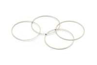 Silver Circle Connector, 24 Silver Tone Circle Connectors, Rings, Findings (35x0.8mm) BS 2093