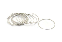 Silver Circle Connector, 24 Silver Tone Circle Connectors, Rings, Findings (35x0.8mm) BS 2093