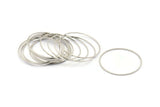 Silver Circle Connector, 24 Silver Tone Circle Connectors, Rings, Findings (35x0.8mm) BS 2093