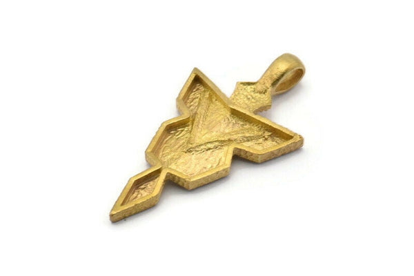 Brass Knife Pendant, 4 Raw Brass Knife Pendant With 1 Loop, Charms (35x18.5x4mm) BS 2006