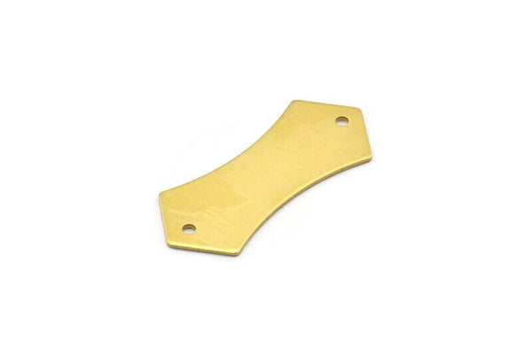 Brass Geometric Connector, 12 Raw Brass Geometric Connectors With 2 Holes (37.5x15.5x0.8mm) BS 1901