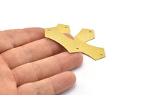 Pirinç Geometrik Konnektör, 2 Delikli 12 Ham Pirinç Geometrik Konnektör (37,5x15,5x0,8 mm) BS 1901