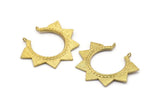 Brass Sunny Pendant, 2 Raw Brass Sunny Ethnic Pendants With 2 Loops, Findings, Charms (39x45x1.5mm) BS 1945