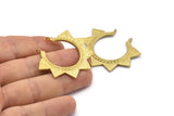 Brass Sunny Pendant, 2 Raw Brass Sunny Ethnic Pendants With 2 Loops, Findings, Charms (39x45x1.5mm) BS 1945