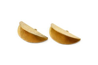 Half Moon Crimp, 8 Raw Brass Textured Ribbon Crimp End With 1 Loop, Findings (36x18mm) BS 2000