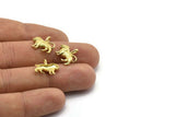 Brass Lion Charm, 10 Raw Brass Lion Pendants With 1 Loop, Earrings, Findings (15.5x13.5x2.7mm) BS 2051