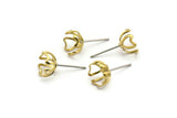 Earring Post Stud, 50 -  316L Stainless Steel Earring Posts With Raw Brass 9mm Flat Pad For 8mm Bead, Ear Studs BS 2127