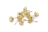 Earring Post Stud, 50 -  316L Stainless Steel Earring Posts With Raw Brass 9mm Flat Pad For 8mm Bead, Ear Studs BS 2127
