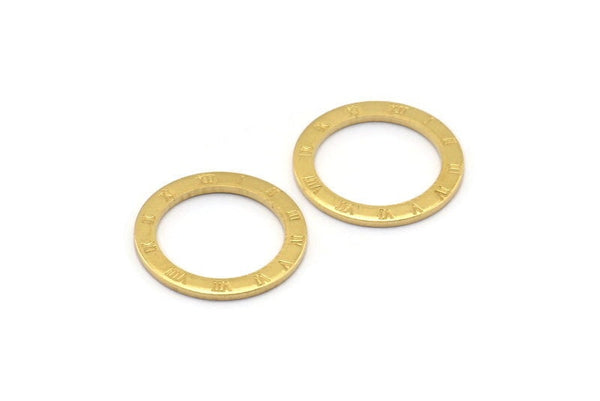 Pirinç Daire Bağlantı Parçası, Roma Rakamlı 12 Ham Pirinç Daire Bağlantı Parçası, Pirinç Takılar, Kolye Parçaları (16x1mm) BS 2176