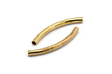 Hammered Noodle Bead, 24 Raw Brass Hammered Curved Tubes (4x45mm) BS 2212