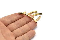 Hammered Noodle Bead, 24 Raw Brass Hammered Curved Tubes (4x45mm) BS 2212