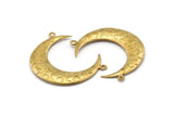 Brass Moon Charm, 1 Raw Brass Textured Horn Charms With 2 Loops, Pendants, Jewelry Finding (39x11x3.5mm) E240